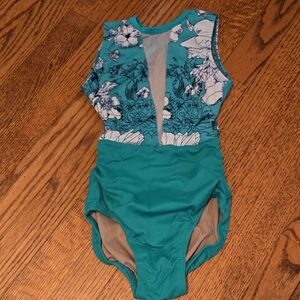 Chelsea B Blossom Highneck Leotard In Green